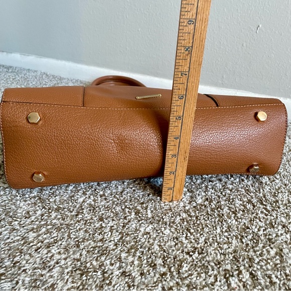 Rebecca Minkoff Caramel Brown Pebbled Leather Tote Bag Purse Black Lining - Picture 4 of 16